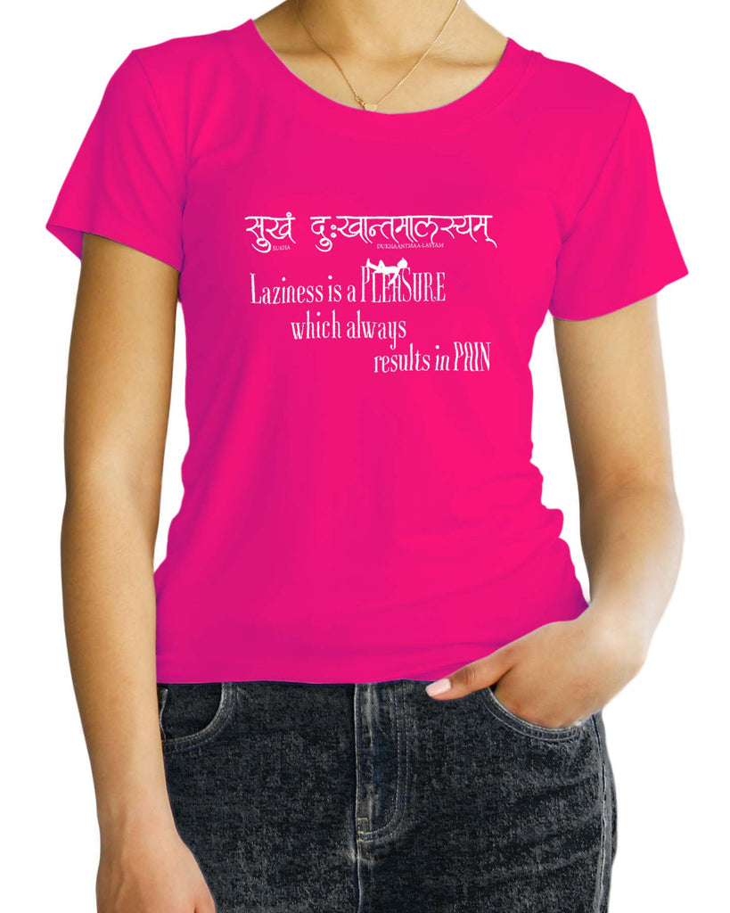 Laziness is a Pleasure, Sanskrit T-shirt