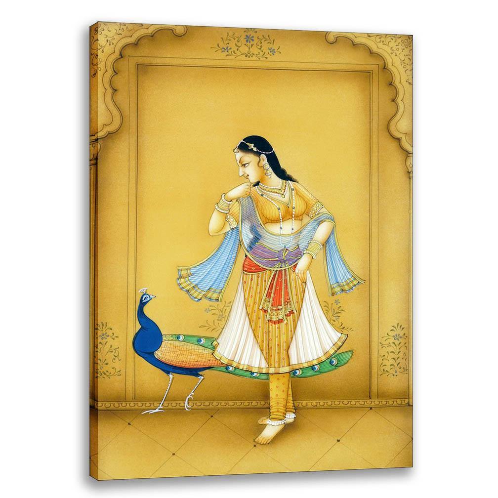 Women with Peacock 4 - Bani Thani, Rajasthani Art, Indian Traditional Art, Cultural Gift, Tribal Artwork