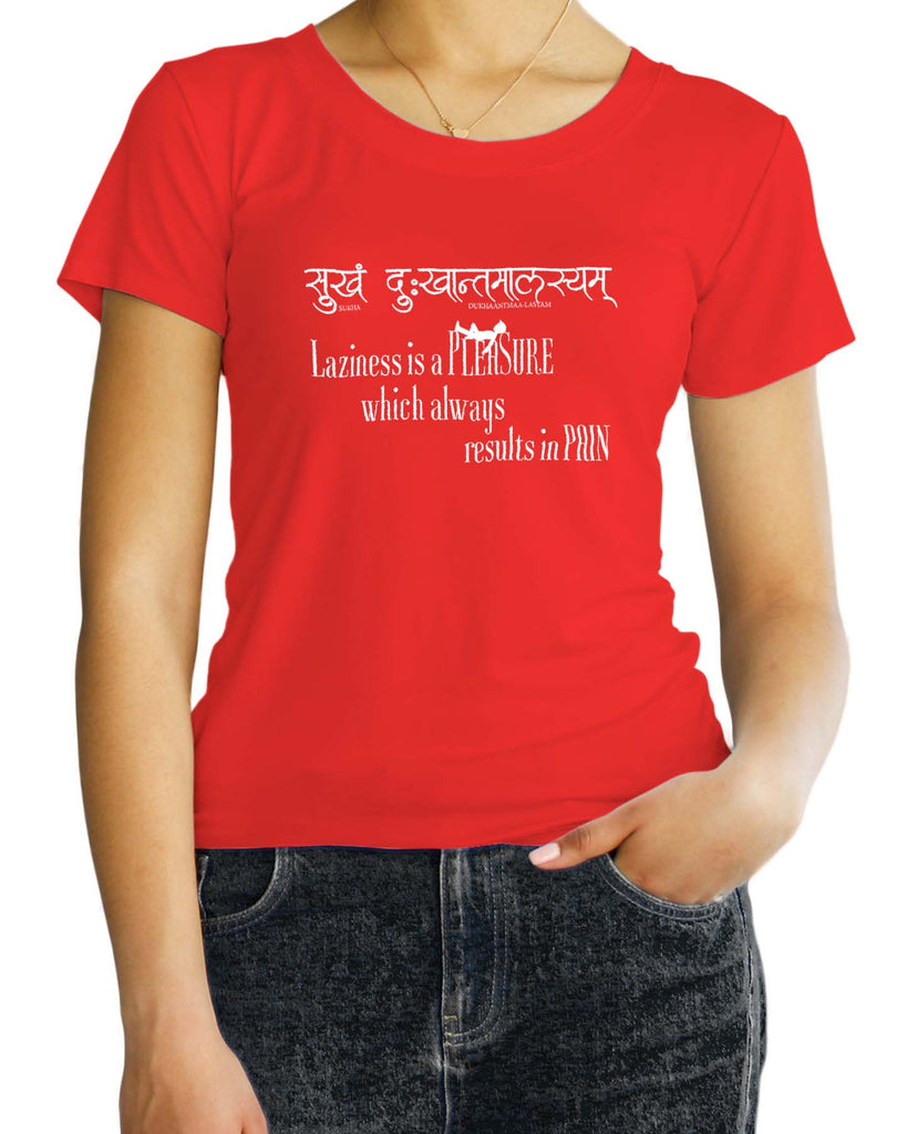 Laziness is a Pleasure, Sanskrit T-shirt