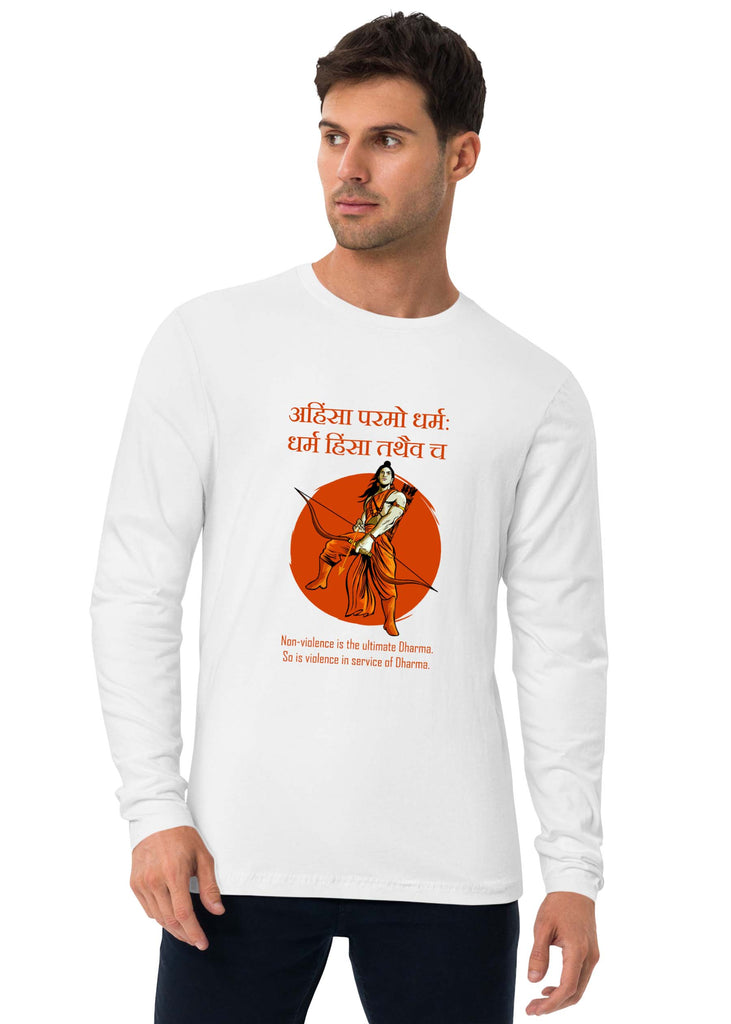 Ahimsa Parmo Dharma, Sanskrit Full Sleeve T-shirt, Shri Ram T-shirt, Sanskrit T-shirt