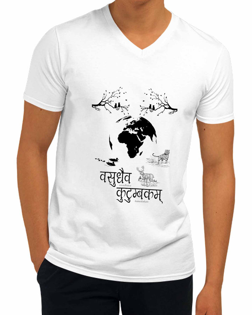 Vasudhaiva Kutumbakam | V Neck, Sanskrit T-shirt