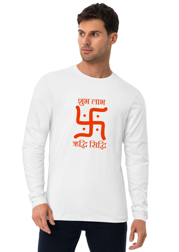 Swastika - Subh Laabh, Sanskrit Full Sleeve T-shirt,