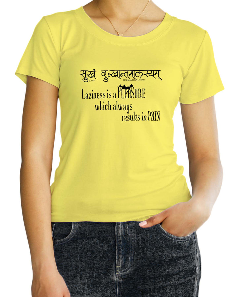 Laziness is a Pleasure, Sanskrit T-shirt
